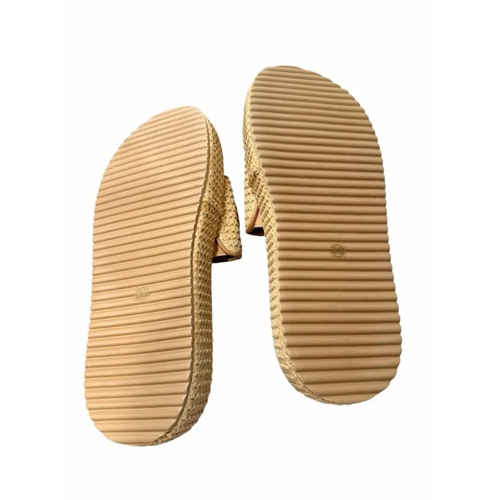 Coutgo Womens Platform Sandals Raffia Espadrilles Slip-on Open Toe Slides 9.5 - Picture 6 of 8